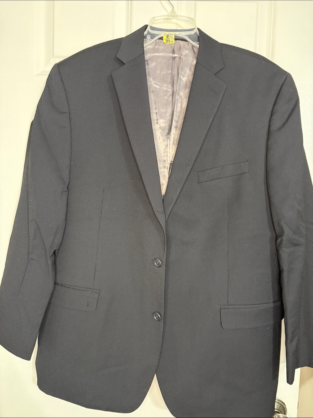 Calvin Klein Black Pinstripe Men's Two-Button Suit Jacket